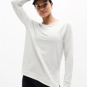 Athleta Light White/Gray Crewneck Modal Pullover